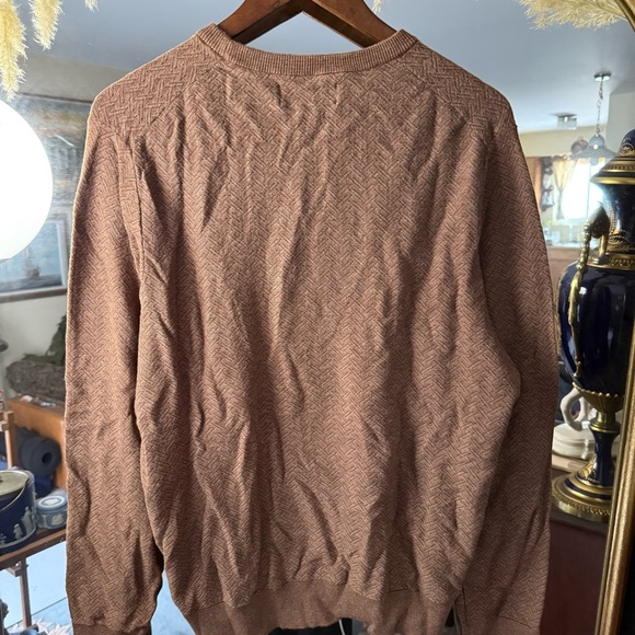 Jos. A. Bank Brown Textured Long Sleeve Crewneck Sweater Cotton Silk Blend - Picture 5 of 6